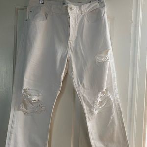 Zara white skinny ripped jeans